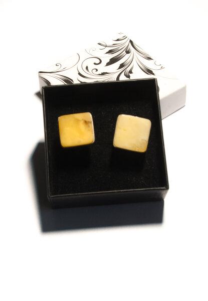 Manschettenknöpfe Bernstein Milky GELB Silber 925 21792