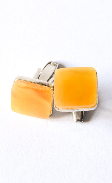Manschettenknöpfe ORANGE Männer Silber 925 19137