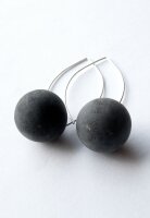Ohrringe Bernstein SCHWARZ balls Silber 925 UNIKAT