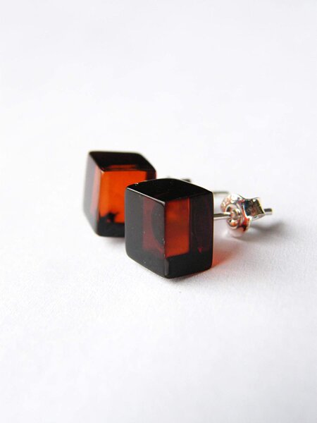 Ohrringe stud Bernstein CHERRY Silber 925 NEU