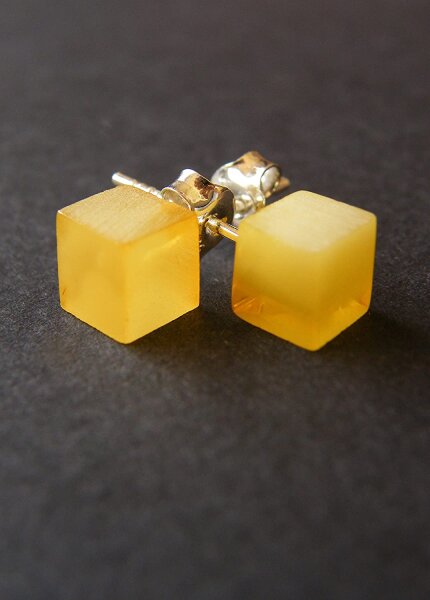 Ohrringe stud Bernstein GELB Silber 925 NEU