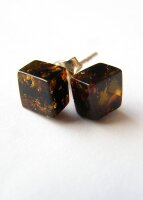Ohrringe stud Bernstein SCHWARZ Silber 925 NEU