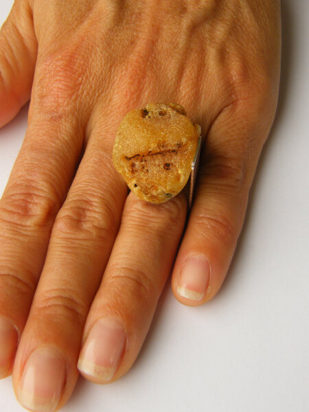 Ring Bernstein ORANGE GELB Silber 925 NEU UNIKAT 19693