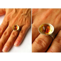 Ring Bernstein Silber 925 NEU UNIKAT