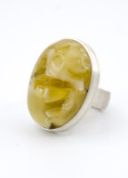 Ovaler Ring Bernstein GRÜN Sterlingsilber 925 NEU...
