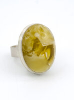 Ovaler Ring Bernstein GRÜN Sterlingsilber 925 NEU...