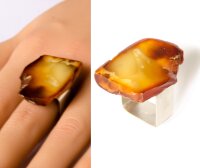 Bernstein Ring ORANGE sterling Silber 925 NEU UNIKAT 22147