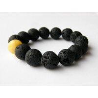 Armband aus schwarzen LAVA und BERNSTEINKUGELN  Neu 21722