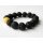 Armband aus schwarzen LAVA und BERNSTEINKUGELN  Neu 21722