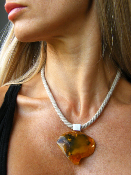 Anhänger Bernstein ORANGE sterling Silber 925 NEU UNIKAT- 22080