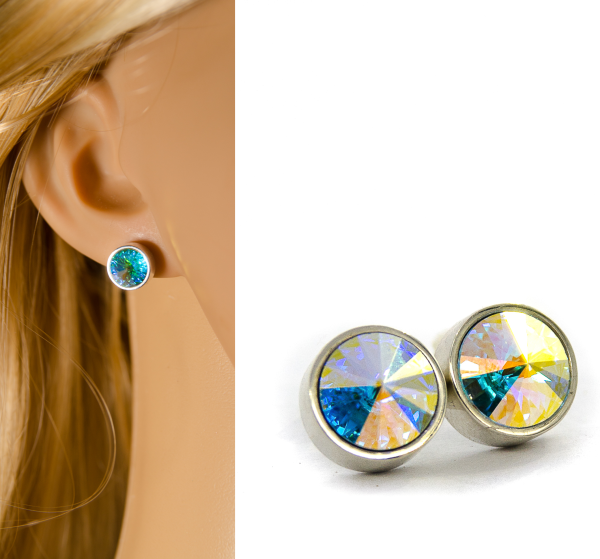 Ohrringe Stecker Silber 925 Kristall Swarovski Elements Minimalistischer Schmuck Modern Geschenk für Frau Handmade