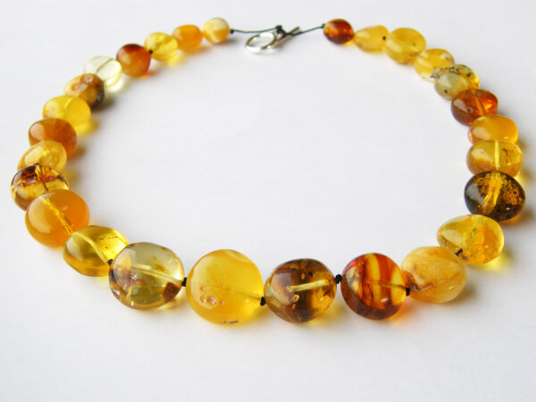 Bernstein Kette Halskette Collier GELB poliert NEU UNIKAT 21768