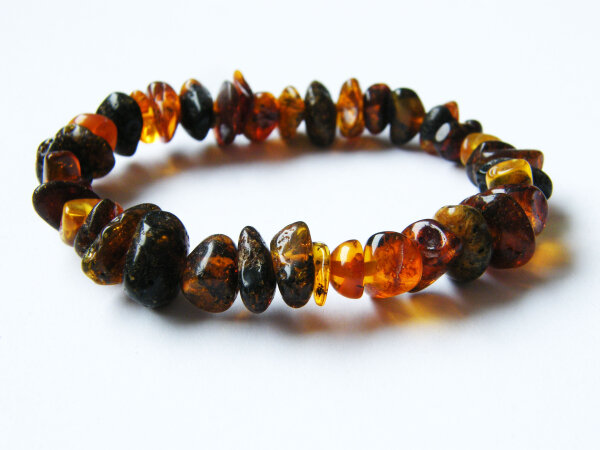 Bernstein Armband Cognac, Multicolor oder dunkel auf Gummiband B10