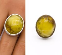 Ring Bernstein GELB GRÜN  sterling Silber 925 NEU...