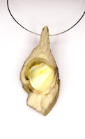 Bernstein Collier Anhänger Treibholz GELB Neu Unikat D1