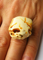 Ring Bernstein WEISS BRAUN Silber 925 NEU UNIKAT 22077