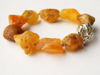Schmuckset: Bernsteinkette Armband Ohrringe, Sterling...