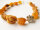 Schmuckset: Bernsteinkette Armband Ohrringe, Sterling Silber 925  UNIKAT 21791