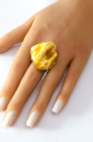 Ring Bernstein Gelb sterling Silber 925 NEU UNIKAT R81