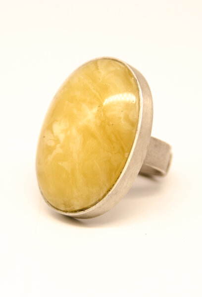 Bernstein Ring GELB Silber 925 NEU UNIKAT R1