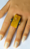 Bernstein Ring GELB Silber 925 NEU R117