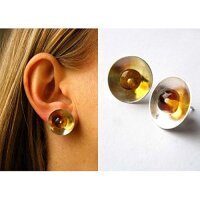 Bersteinohrringe SCHALE Silber 925 NEU Designerstück