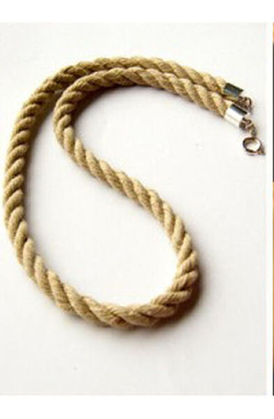 Halsreif Leinen 45 cm Linen chain versilberte Verschlüse silver plated