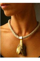 Halsreif Leinen 55cm Linen chain versilberte...
