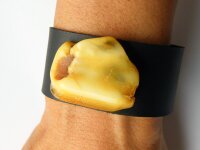 LederArmband Bernstein GELB Männerarmband NEU-...