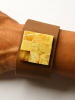 LederArmband Bernstein GELB NEU- UNIKAT 7110