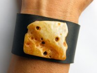 LederArmband Bernstein Männerarmband GELB NEU-...